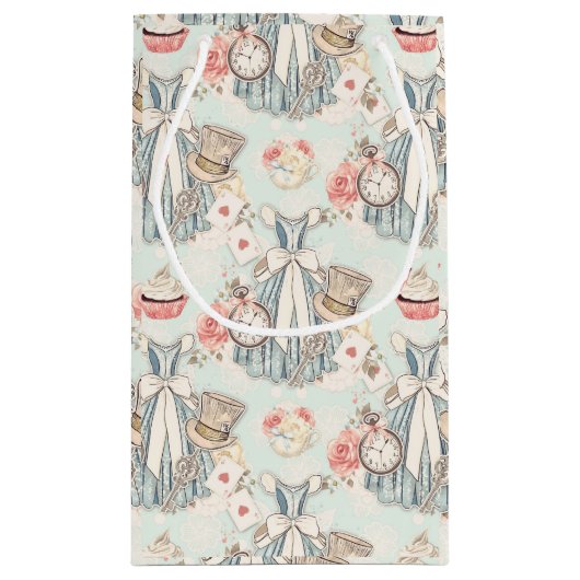 Classic Lichtblauw Alice in Wonderland Klein Cadeauzakje (Achterkant)