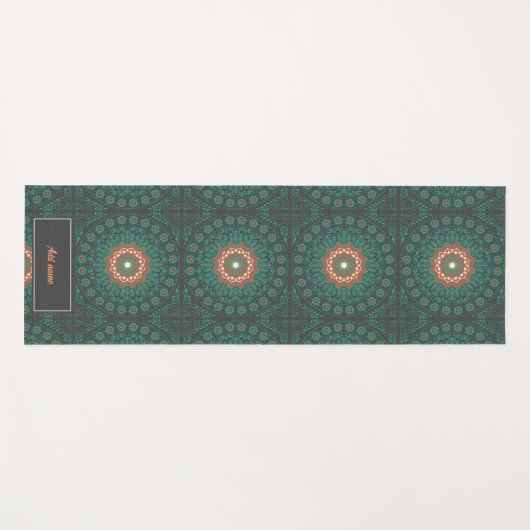 Classic Life Mandala patroon retro aangepaste naam Yogamat (Voorkant (horizontaal))