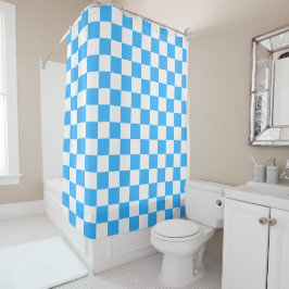 Classic light blue checkerboard  douchegordijn