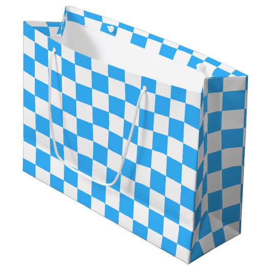 Classic light blue checkerboard groot cadeauzakje (Voorkant Gekanteld)