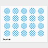 Classic light blue checkerboard  ronde sticker (Vel)