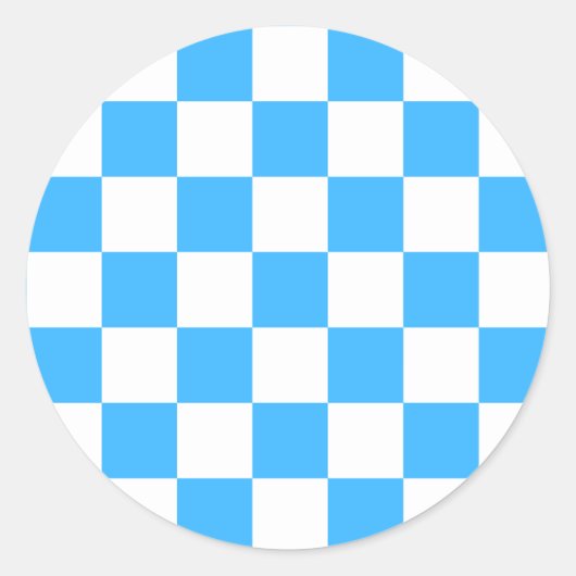 Classic light blue checkerboard  ronde sticker (Voorkant)