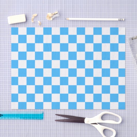 Classic light blue checkerboard tissuepapier (Craft)