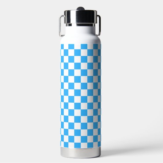 Classic light blue checkerboard waterfles (Voorkant)