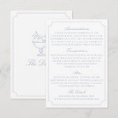 Classic Light Blue Fruit Bowl Wedding Details Card Informatiekaartje (Voorkant / Achterkant)
