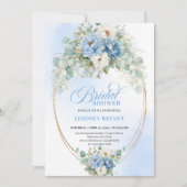 Classic Light Blue Peonies Eucalyptus Bridal Showe Kaart (Voorkant)