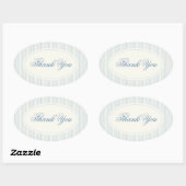 Classic Light Blue Stripes Thank You Wedding Ovale Sticker (Vel)