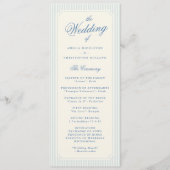 Classic Light Blue Stripes Wedding Programmakaart (Voorkant)