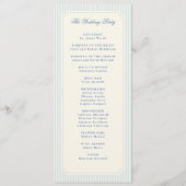 Classic Light Blue Stripes Wedding Programmakaart (Achterkant)