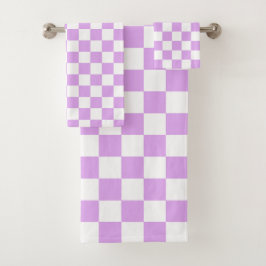 Classic light lavender checkerboard  bad handdoek