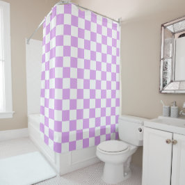 Classic light lavender checkerboard  douchegordijn