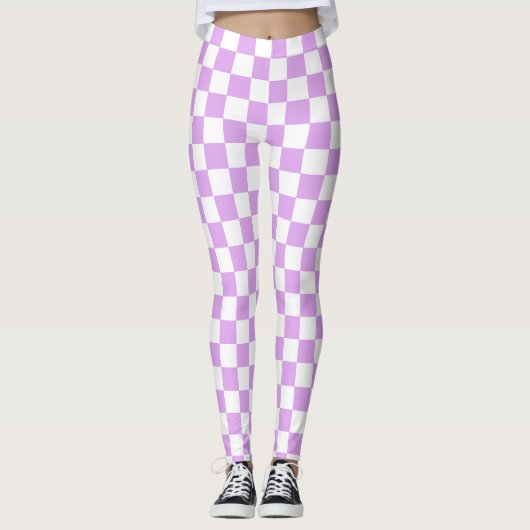 Classic light lavender checkerboard  leggings (Voorkant)