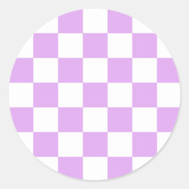 Classic light lavender checkerboard  ronde sticker