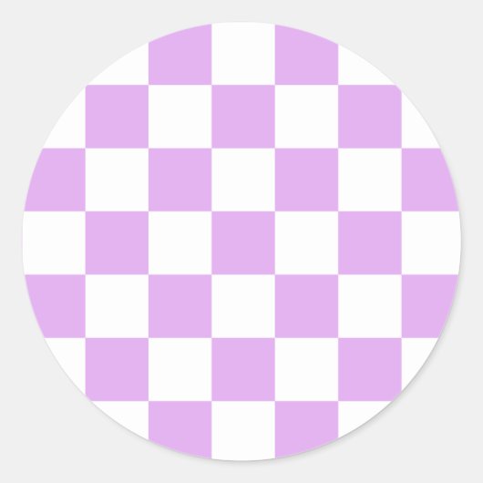 Classic light lavender checkerboard ronde sticker (Voorkant)