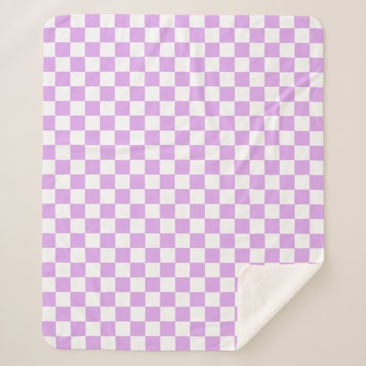 Classic light lavender checkerboard sherpa deken (Voorkant)