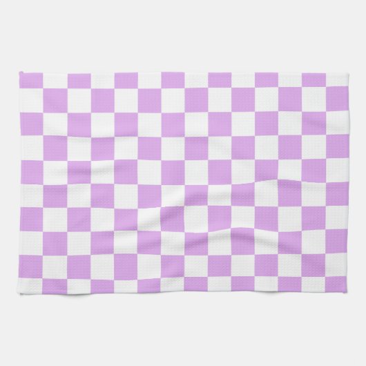 Classic light lavender checkerboard  theedoek (Horizontaal)