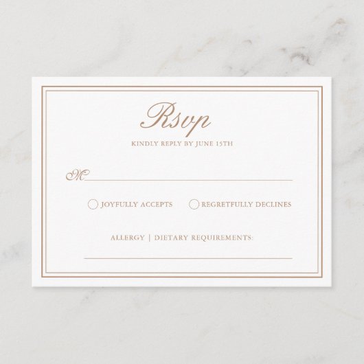 Classic Light Taupe Elegante RSVP Wedding Kaart (Voorkant)
