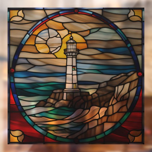 Classic Lighthouse Faux Glas in lood Raamsticker (Vel 2)