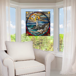 Classic Lighthouse Faux Glas in lood Raamsticker
