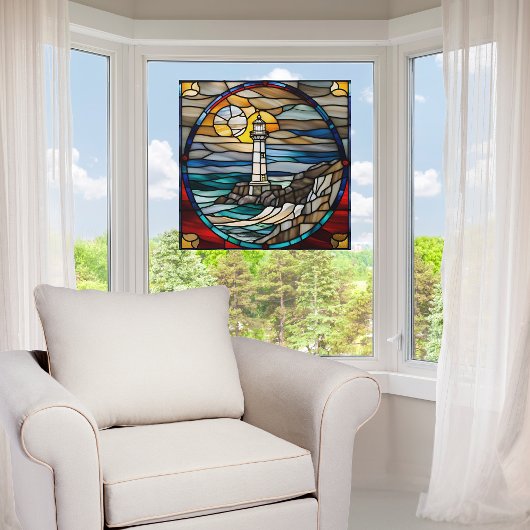 Classic Lighthouse Faux Glas in lood Raamsticker