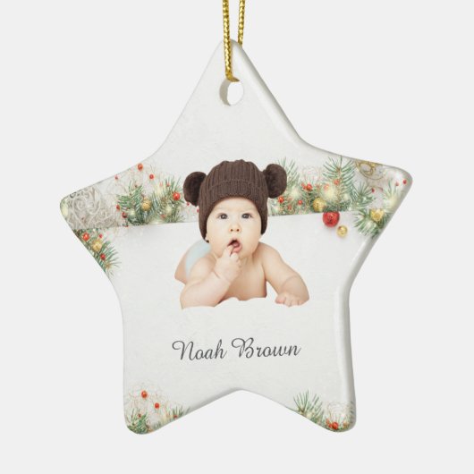 Classic Lijst Baby's eerste kerst Ornament (Links)