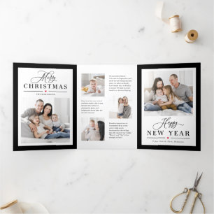 Classic Lijst BEWERKBARE KLEUR Trifold Vakantie Ka Drieluik Uitnodiging