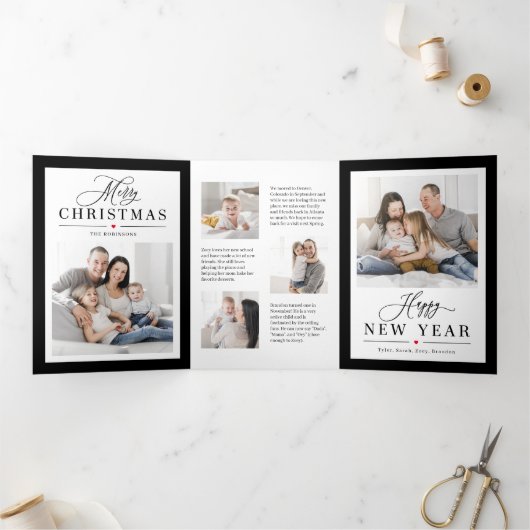 Classic Lijst BEWERKBARE KLEUR Trifold Vakantie Ka Drieluik Uitnodiging (Binnen)