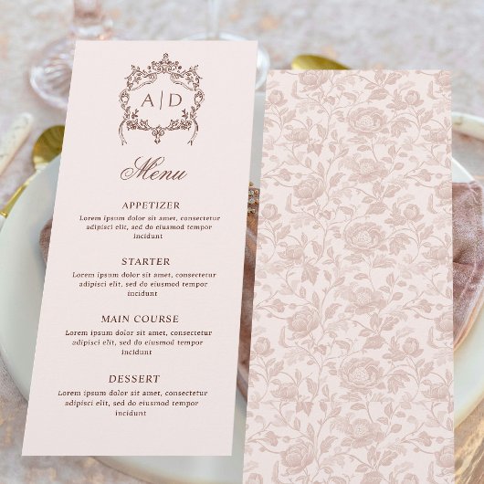 Classic Lijst Crest Wedding Monograms Menu