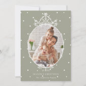 Classic Lijst Neutral Green Seaon's Greeting Photo Feestdagenkaart (Voorkant)