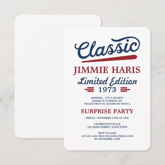 Classic Limited Edition Grappige Verjaardag Kaart (Voorkant / Achterkant)