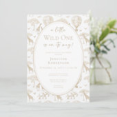 Classic Little Wild One Baby shower Toile Kaart (Staand voorkant)