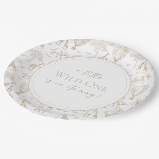 Classic Little Wild One Baby shower Toile Papieren Bordje (Gekanteld)