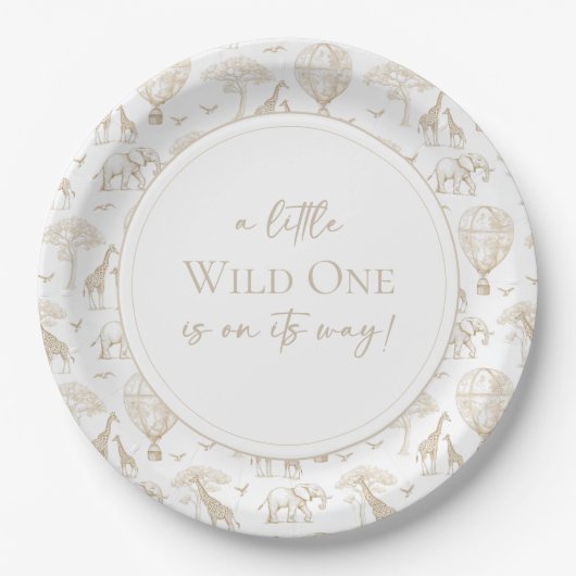 Classic Little Wild One Baby shower Toile Papieren Bordje (Voorkant)