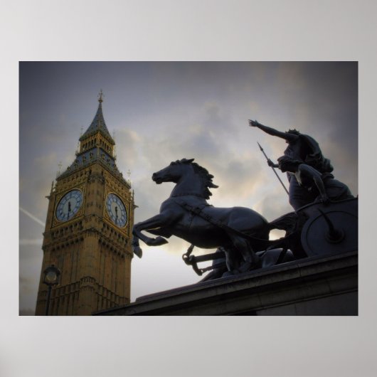 Classic London - Boadicea Statue - Big Ben Poster (Voorkant)