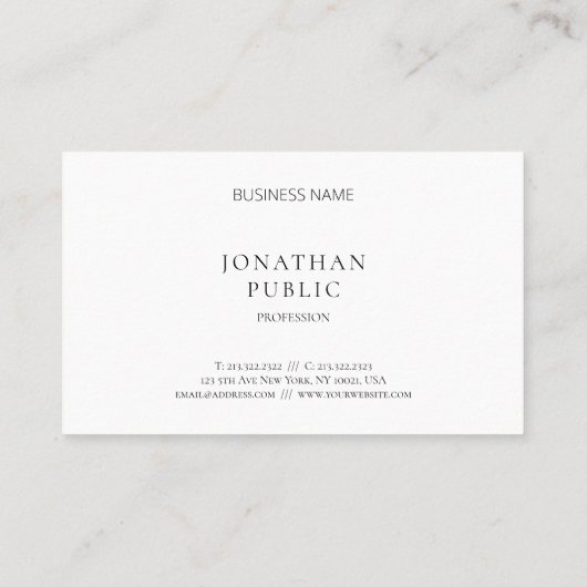 Classic Look Minimalist Elegant Sjabloon Eenvoudig Visitekaartje (Achterkant)