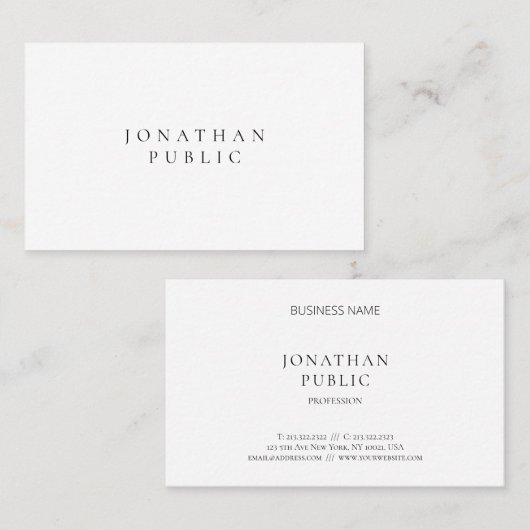 Classic Look Minimalist Elegant Sjabloon Eenvoudig Visitekaartje (Voorkant / Achterkant)