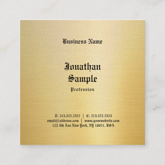 Classic Look Oude Stijl Nostalgisch Goud Chic Vierkante Visitekaartje (Achterkant)