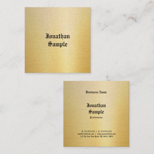 Classic Look Oude Stijl Nostalgisch Goud Chic Vierkante Visitekaartje (Voorkant / Achterkant)