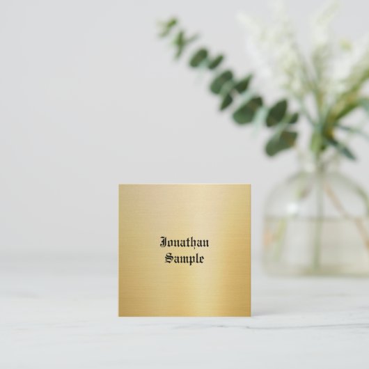 Classic Look Oude Stijl Nostalgisch Goud Chic Vierkante Visitekaartje (Staand voorkant)