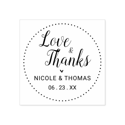 Classic Love & Bedankt Wedding Favor Rubberstempel (Afrduk)
