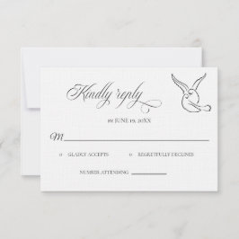 Classic Love Birds Wedding RSVP card Kaartje