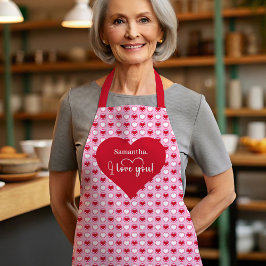 Classic Love Hearts Personalized Valentine Cooking Schort
