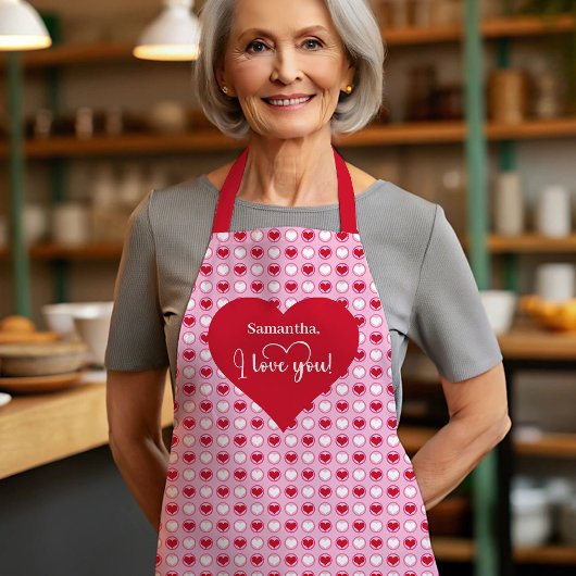 Classic Love Hearts Personalized Valentine Cooking Schort