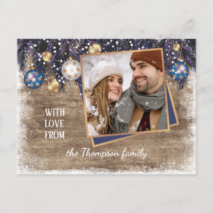 Classic Love Seasons Greetings Woodgrain Pattern Briefkaart