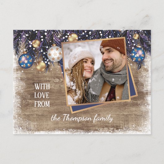 Classic Love Seasons Greetings Woodgrain Pattern Briefkaart (Voorkant)