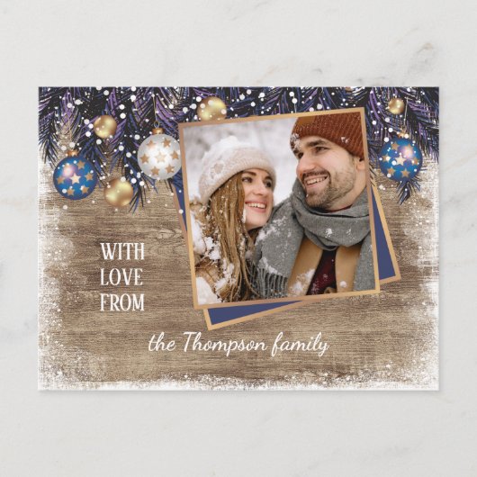 Classic Love Seasons Greetings Woodgrain Pattern Briefkaart (Voorkant)