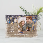 Classic Love Seasons Greetings Woodgrain Pattern Feestdagenkaart (Staand voorkant)