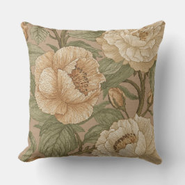 Classic,Lovely Flowers Pattern, Sage Gold Bloom Kussen