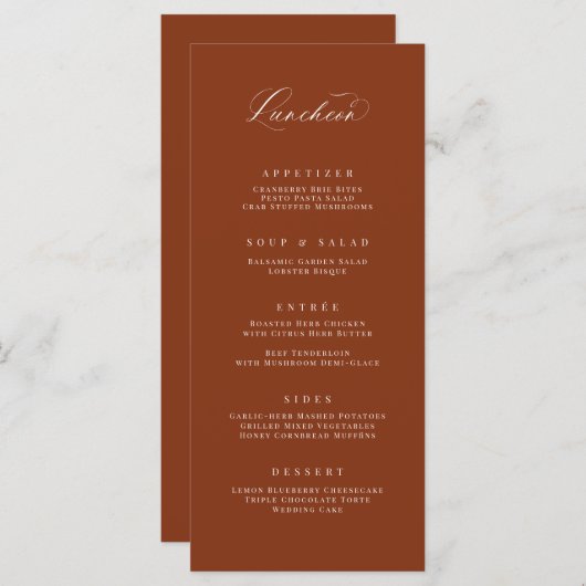 Classic Luncheon Menu Bruiloft Receptie Maaltijd K (Voorkant / Achterkant)