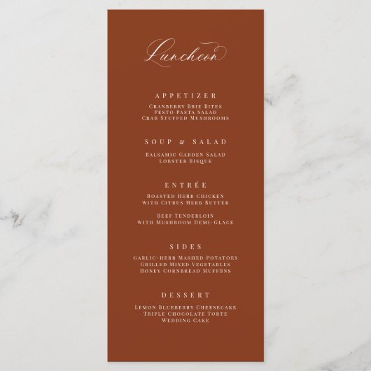 Classic Luncheon Menu Bruiloft Receptie Maaltijd K (Voorkant)